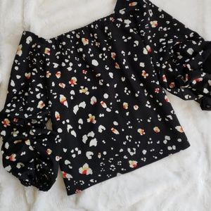 Halogen Off Shoulder Bubble Sleeve Top